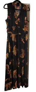 Vince Camuto Women's Black Multicolor Paisley Sleeveless Maxi Dress Plus Size 1X - Picture 1 of 6