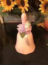 Vintage 1991 Avon Porcelain Bell Pink Speckled with Ribbon and Silk Flowers