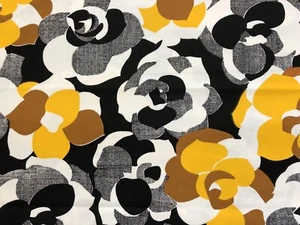 3 Yards LEONA Textilien schwarz weiß gelb MOD FLORAL Wohndeko Stoff (RF963) - Bild 1 von 5
