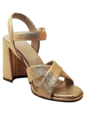 Sandalia KENNETH COLE NEW YORK Mujer Dorada Lessia Puntera Cuadrada Tacón Acampanado 9.5 M Foto 1 de 3