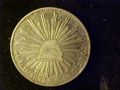 MEXICO CAP & RAYS 8 REALES 1832 Do RM EF - Image 1 of 2