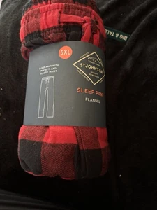 NUOVO St Johns Bay pantaloni pigiama uomo flanella 5XL rosso bufalo check - Foto 1 di 4