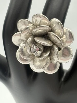 Anillo Flor Plata Vintage Joan Rivers con Cristal Swarovski Talla 6-1188 Foto 1 de 4