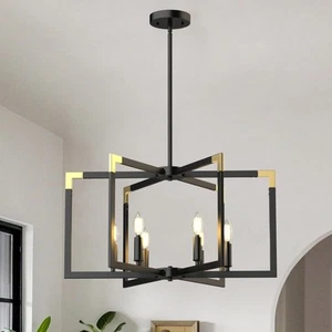 6-Light Black Chandelier, Modern Farmhouse Dining Room Light Fixture, Geometr... - Picture 1 of 7
