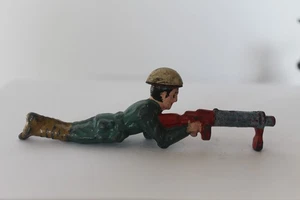 Barclay Lying Machine Gunner Tin Helmet, Dimestore Toys - Picture 1 of 6