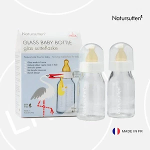 Natursutten Glass Baby Bottles, 110 ml | Anti Colic Newborn Feeding Milk Slim - Picture 1 of 9