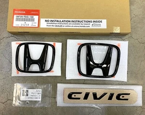Original OEM Honda 17-21 Civic 5 puertas hatchback negro brillante logotipo emblema conjunto HB - Imagen 1 de 2
