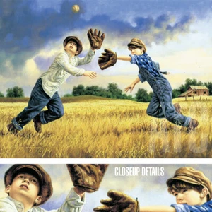 40W"x30H" HIGH FLY by JIM DALY -BASEBALL MLB CATCHER PITCHER WORLD SERIES CANVAS - Picture 1 of 7
