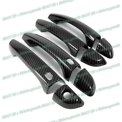 Cubiertas de manija de puerta inteligentes laterales de fibra de carbono brillante para Hyundai Elantra GT 18-20 Foto 1 de 4