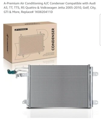 A/C Condenser with Receiver Drier for 05-2010 VW Golf, Jetta,Rabbit ,Audi A3 - Image 1 of 4