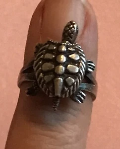 Vintage Sterling Silber Schildkröte Ring Kopf, Schwanz, Beine bewegen Gr. 4,5 Kindergröße 925 - Bild 1 von 11