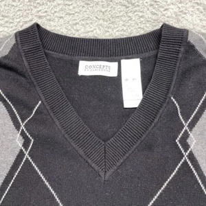 Concepts Liz Claiborne Gray Argyle Sweater Vest Man 2XLT Cotton XXLT Tall VTG - Picture 1 of 9