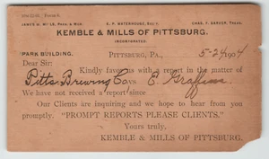 Postcard 1904 Advertising Kemble & Mills Pittsburgh, PA. - Picture 1 of 2