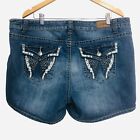 ZCO Jeans Denim Cut Offs Womens 24 Blue Studded Embroidered Shorts Angel Wings