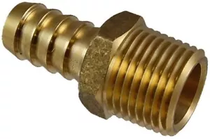 5/8" Schlauch x 3/4" NPTF Rohraußengewinde Messing Widerhaken Verbinder Fitting | 102-1012C - Bild 1 von 1