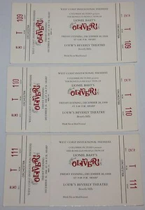 OLIVER! WEST COAST PREMIERE TICKET LOT DECEMBER 20 1968 LOEW'S BEVERLY THEATRE - Picture 1 of 1