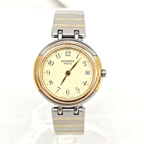 HERMÈS Orologio donna HERMES Windsor quarzo quadrante avorio oro argento cintura conbi con scatola