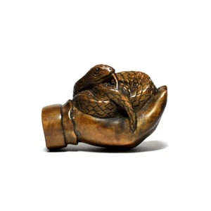 Japanese Handmade wooden Netsuke Statue Collectible Netuke Ojime Snake - Picture 1 of 8