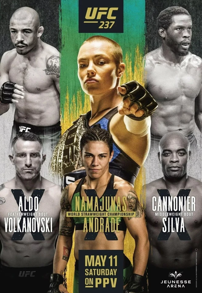 UFC 237 Fight Poster - Rose Namajunas vs. Andrade Jose Aldo Anderson Silva 18 X - Image 1 of 1