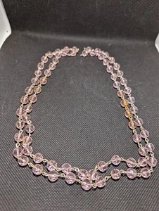 VINTAGE PINK GLASS 8 MM FACETED JEWELRY BEADS CHANDELIER GARLAND 36" - Picture 1 of 10