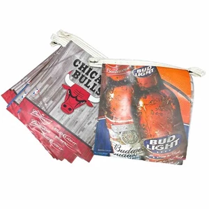 Chicago Bulls Bud Light Man Cave Bar String Flag Beer NBA Patio - Picture 1 of 3