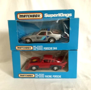 Lot 2 Matchbox SuperKings K-98 Porsche 944, K-101 Racing Porsche England MNM! - Picture 1 of 14