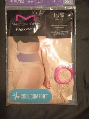 Tanga de encaje Maidenform suavizante de abdomen suave beige 2XL Foto 1 de 4