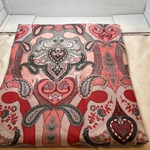 Fabric 2 Yds Unique Paisley Design, Red,grey And Pink Extra wide 92” - Picture 1 of 3