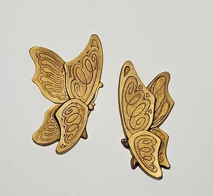 2 Placas de Pared Mariposa Doradas Estatuarias Universales 1973 Decoración Núcleo de Casa - Imagen 1 de 12