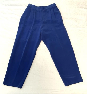 Calça Josephine Chaus 100% seda tamanho: 14 azul royal pequeno 2 bolsos - Imagem 1 de 4