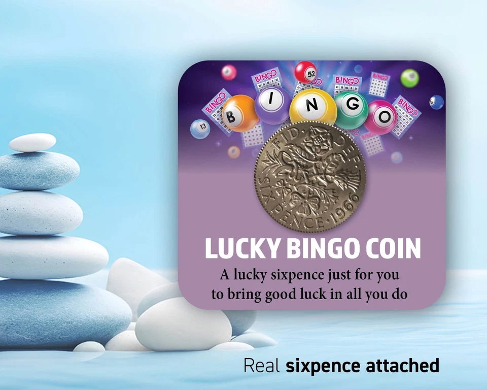 Non Personalised Bingo Fun Win Game Lucky Sixpence Good Luck gift 13