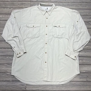 The North Face Mens 2XL Button Up Long Sleeve Shirt Beige Vented Fishing - Picture 1 of 5