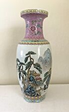 Pair Large 24 Antique Chinese Porcelain Famile Rose Landscape Jingdezhen Vases