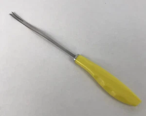Vintage Retro 9” Long-Handled Bar Fork Yellow Bakelite Handle Grips Stainless - Picture 1 of 6