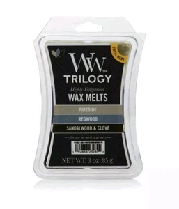 WoodWick WARM WOODS WAX MELTS Fireside Redwood Sandlewood Clove Home Fragrance - Picture 1 of 3