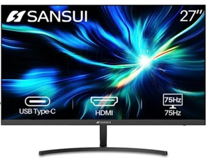 SANSUI Monitor 27 inch FHD 1080p 75Hz USB Type-C Computer Monitor HDMI VGA - Picture 1 of 4