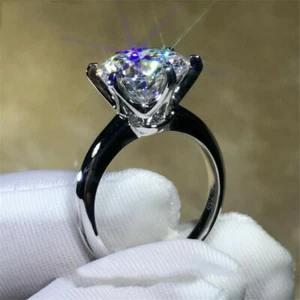 14K White Gold Finish 2Ctw Lab Created D/VVS1 Diamond Solitaire Engagement Ring - Picture 1 of 10