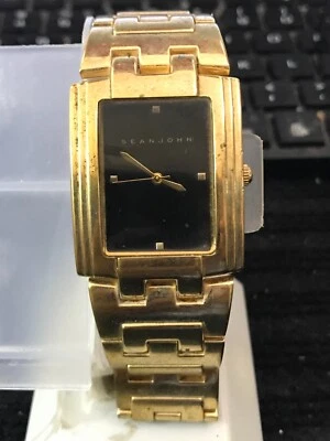 SEAN JOHN 31mm Cuarzo Dorado Hombre Moda Tanque Reloj, Batería Nueva (Lote2456) Foto 1 de 4