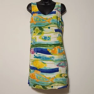 Vintage Jams World Mini tank Dress Batik Fish Tropical beach made in Hawaii USA - Picture 1 of 13