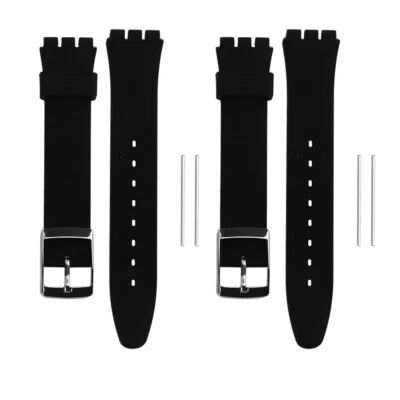 2x Silicone Souple 17mm +19mm Accessoire De Remplacement De Bracelet De Montre. - Photo 1/4