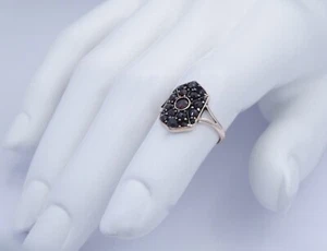 Anillo de mujer vintage plata 900 dorado con granate (53 16,8 mm Ø) - Imagen 1 de 6