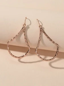 Trendy Women Accessories Minimalist Rosegold Geometric Sector Pendant Earrings - Picture 1 of 4