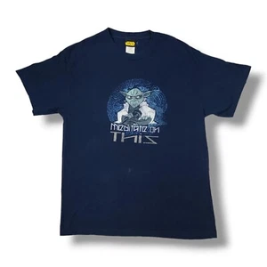 Vintage Star Wars Kith Illustration Yoda "Meditate on This" Blue Shirt Men's L - Picture 1 of 12