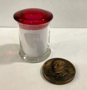 Paar Miami Belen Jesuitenschule 150 Jubiläum Briefbeschwerer und Kristall Bonbonglas - Bild 1 von 10