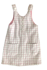 Girls Pink and White Tweed Dress Size 6 (A6) - Picture 1 of 2