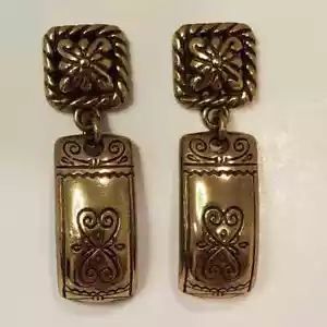 Brighton Dangle Earrings Hearts Front & Back EUC 1 & 5/8" Long - Picture 1 of 2