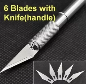 Hobby Exacto Knife X-Acto Set 6 Blades Handle For Craftsman Craft Tool Precision - Picture 1 of 9