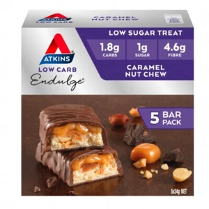 Atkins Low Carb Endulge Bars 5 x 34g - Caramel Nut Chew Low Sugar Treat Indulge - Picture 1 of 2