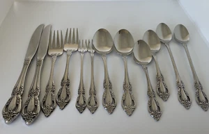 12 Pieces Oneida Raphael Stainless Steel Forks, Spoons, Knives - Picture 1 of 12