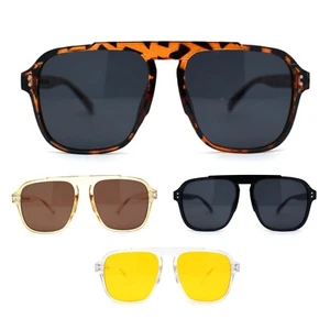 Gafas de sol únicas de plástico rectangulares Top Bridge de gran tamaño para carreras - Imagen 1 de 17